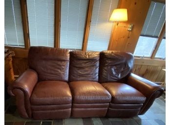 Burgundy Leather Sofa With End Recliners