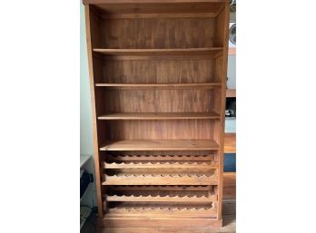 Pine Bookshelf With Removable Wine Rack