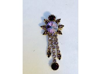 Vintage Amethyst Rhinestone Brooch