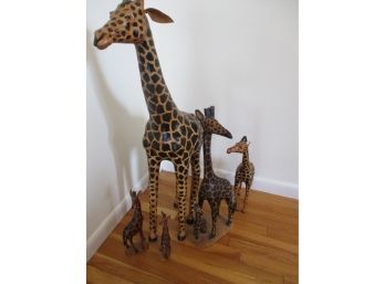 Lot Of 4 Wood Giraffes