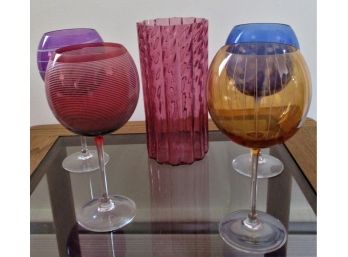 Lot Of 4 Colored Glass