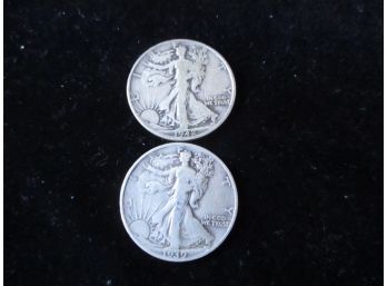 1939 P, 1942 S U.S. Walking Liberty Silver Half Dollars