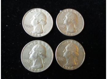 4 1964 Washington Silver Quarters, 2 D (Denver)