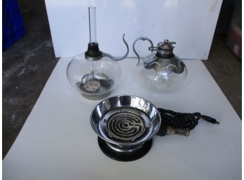 Antique Coffee Maker Set, Portable Electric Burner, Porcelain Pan