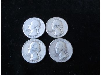 4 U.S. Washington Quarters, 1 1942, 2 '46, 1 '51