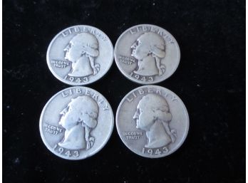 4 1943 S U.S. Washington Silver Quarters, Lot 3