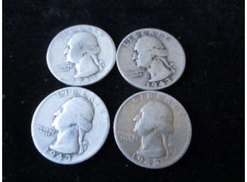 4 1943 S U.S. Washington Silver Quarters, Lot 4