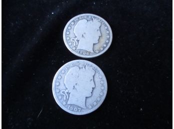 1906 D, 1907 D U.S. Barber Silver Half Dollars