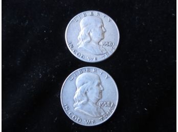 1958 P & D (Denver)U.S. Franklin Silver Half Dollars