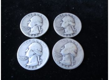 4 U.S. Washington Quarters, 2 1943, 2 1944