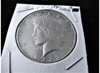 1922 D U.S. Peace Silver Dollar, BU