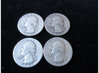 4 1943 S U.S. Washington Silver Quarters, Lot 5