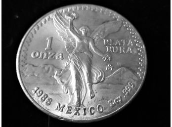 1986 Mexican 1 Troy Oz. .999 Silver Coin