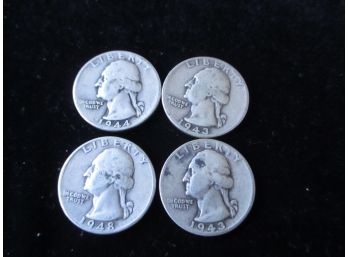 4 U.S. Washington Quarters, 2 1943, 1 '44, 1 '48