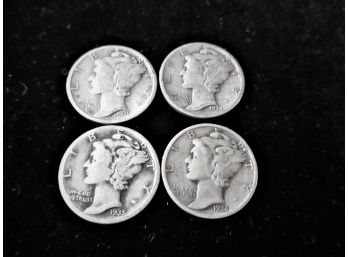 4 U.S. Mercury Silver Dimes, 1931, '34, '35 S, '36