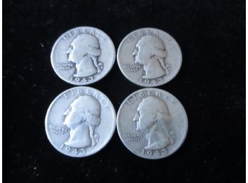 4 1943 S U.S. Washington Silver Quarters, Lot 2