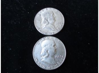 2 1963 U.S. Ben Franklin Silver Half Dollars, Lot 3