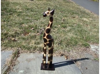 Very Cute Hand Carved Wood Giraffe