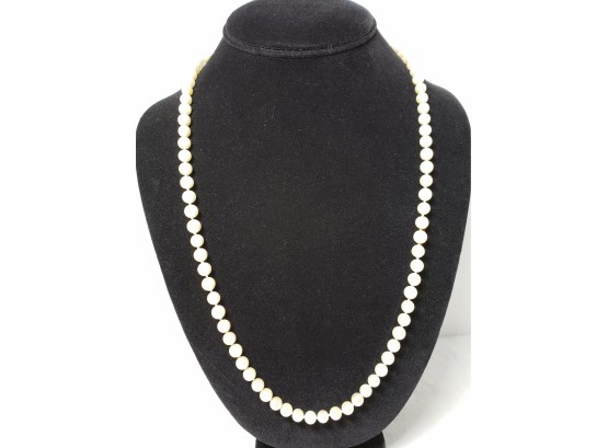 24 Inch 6mm Pearl Necklace With 14k Gold Clasp