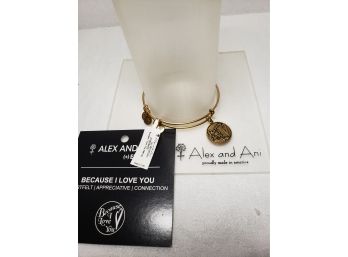 Alex Ani Because I Love You Gold Tone Bracelet With Card - New With Tags