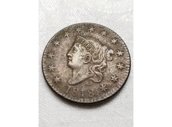 1818 Coronet Liberty Head One Cent Piece Rare Coin