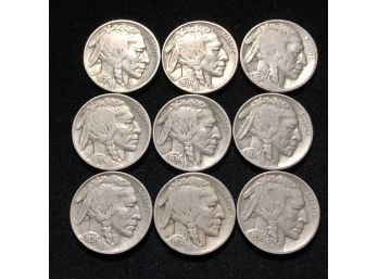 Lot Of Nine Buffalo Nickels – Lot 1