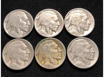 Lot Of Six Buffalo Nickels