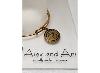 Alex And Ani Turn Peace Up Gold Tone Bracelet  - New With Tags