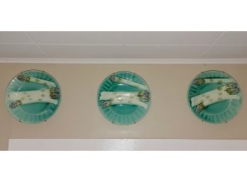 French Luneville Majolica Asparagus Plates (3)