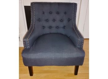 Raymour & Flanigan Navy Blue Tufted Back Arm Chair