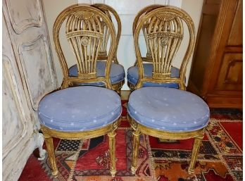 Antique French Louis XVI Montgolfier Dining Chairs (4)