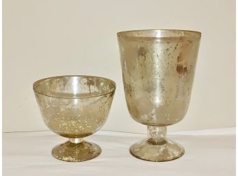 Decorative 'faded Mercury' Glass Footed Vases (2)