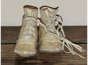 Vintage White Leather Baby Shoes