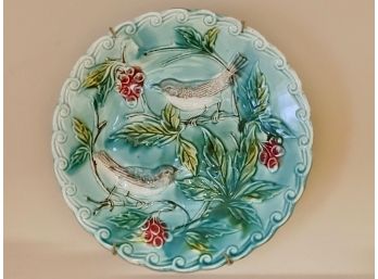 Pair Of French Majolica Bird Plates