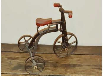 Decorative Metal Tricycle With Wood Handles And Seat