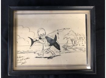 Signed Vintage Cartoon Style Drawing