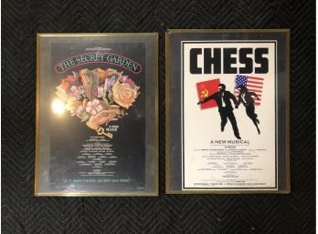 2 Pc Framed Poster Lot, The Secret Garden, Chess