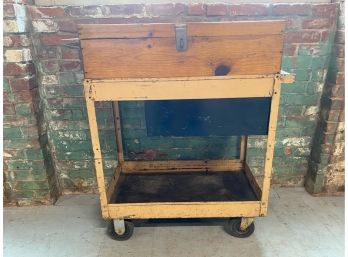 Work Cart With Built On Wood Tool Box & Industrial Drawer