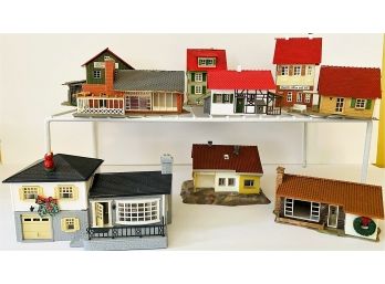 Lot Of 9 Vintage Faller Germany HO Scale Railroad Model Buildings - Great Lot Some Hard To Find Items