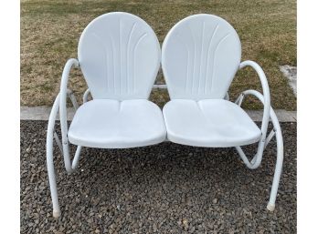 ORIGINAL 1950's Era Metal Porch Glider Love Seat Used Only On Indoor Porch Original Paint ( See Description)