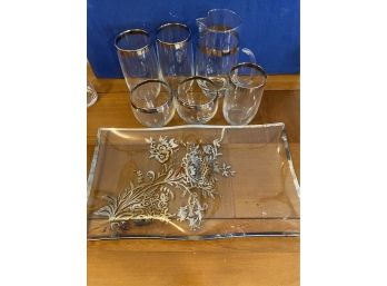 Silver Overlay Serving Piece And MCM Barware