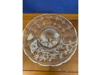 Beautiful Silver Overlay On Glass Serving Piece