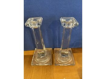 Pair Of Glass (Crystal)? Candlesticks