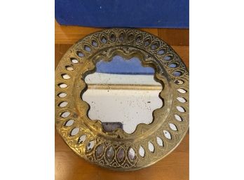 Vintage Brass Mirror And Plate Easel