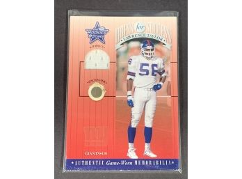 Vintage Football Card 2001 Leaf Rookies And Stars Lawrence Taylor Gameworn Jersey And Facemask