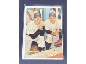 Vintage Baseball Card 1957 Topps Mantle / Berra Yankee Power Hitters