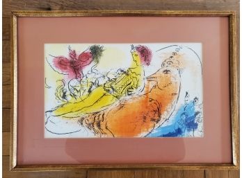 Vintage Marc Chagall The Accordionist Lithograph Print Under Glass