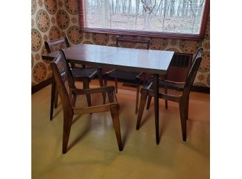 Original MCM Cord Chairs With Table And Two Leafs