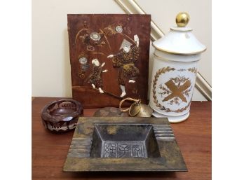 Assorted Decor Lot With Brass Ashtray