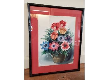 Vintage Floral Still Life Watercolor Signed  Seray 72